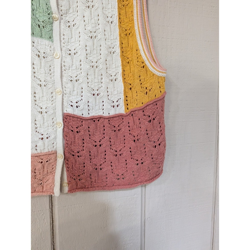 American Eagle Patchwork Pointelle Knit Button Fr… - image 7